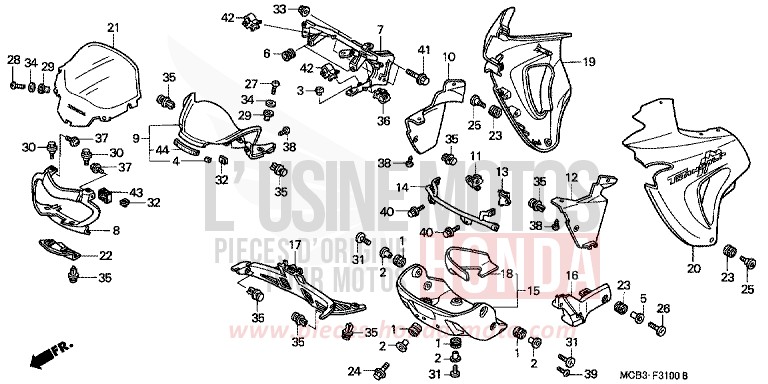 COWL for Transalp 650 ACCURATE SILVER METALLIC (NH146) from 2001